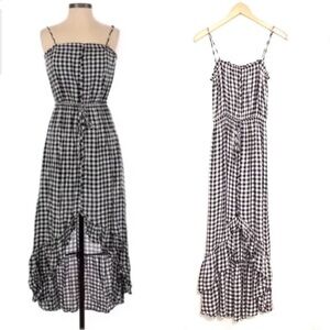 Lost + Wander Black and White Gingham Midi Dress